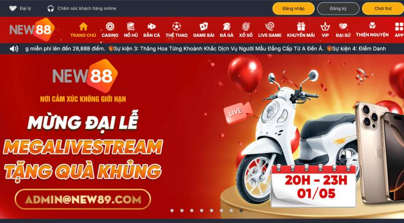 Bước 1: Truy cập trang chủ NEW88